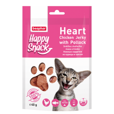 Beaphar Лакомство для кошек Hежные сердечки из курицы и трески Happy Snack (Беафар). Вес: 40 г
