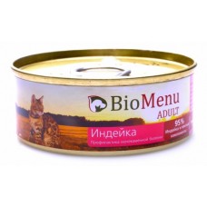 BioMenu ADULT Консервы для кошек мясной паштет с Индейкой 95%-МЯСО. Вес: 100 г