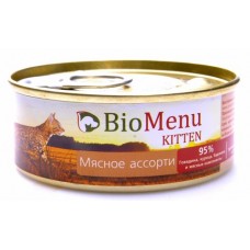 BioMenu KITTEN Консервы для котят паштет Мясное ассорти 95%-МЯСО. Вес: 100 г